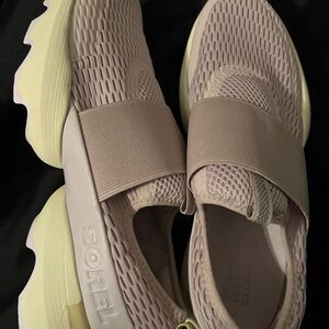 Sorel Cream Sneakers with Chunky Soles and Elastic Strap